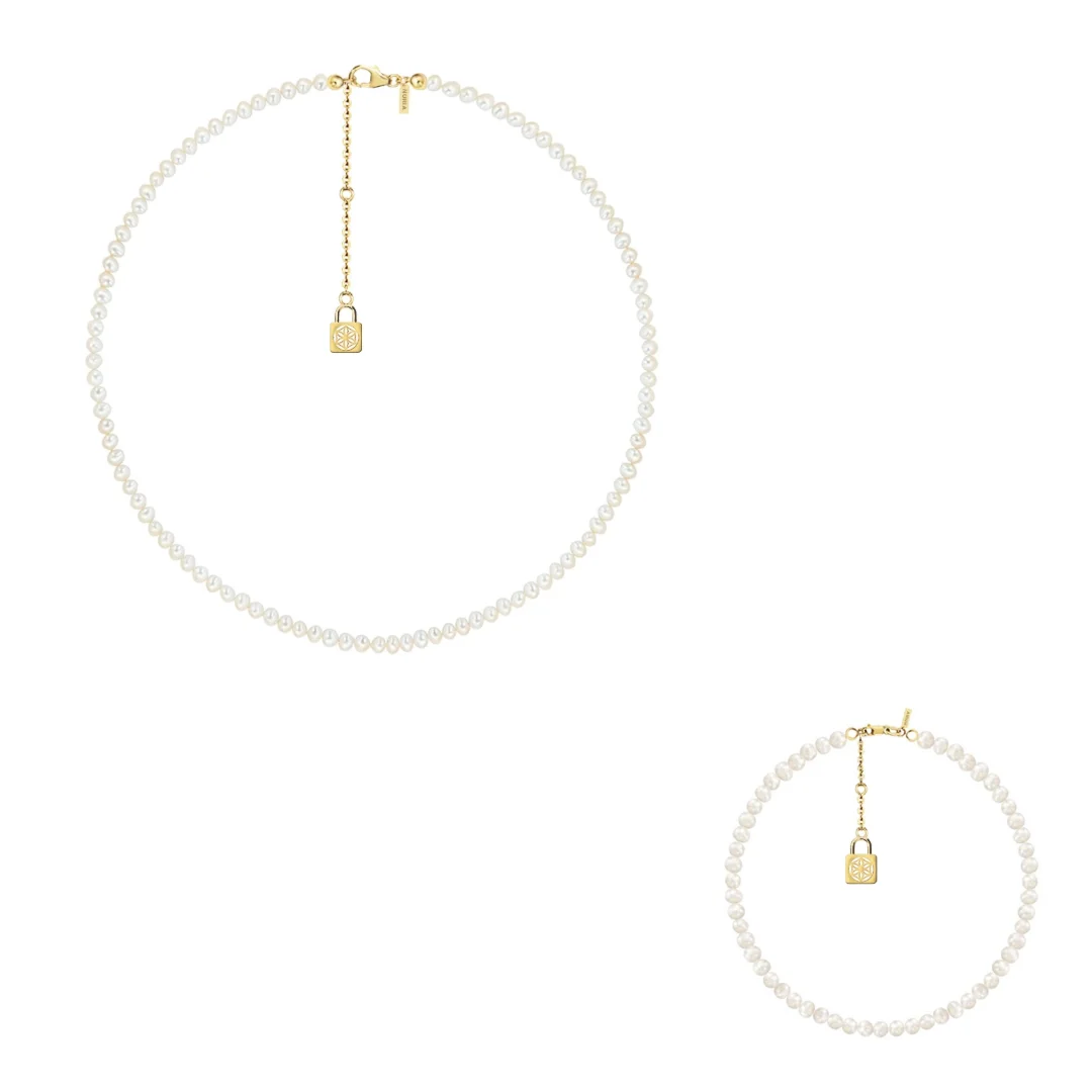 Set Colier și Brățară Argint cu perle naturale de cultură mici Sigiliu Auriu [1]