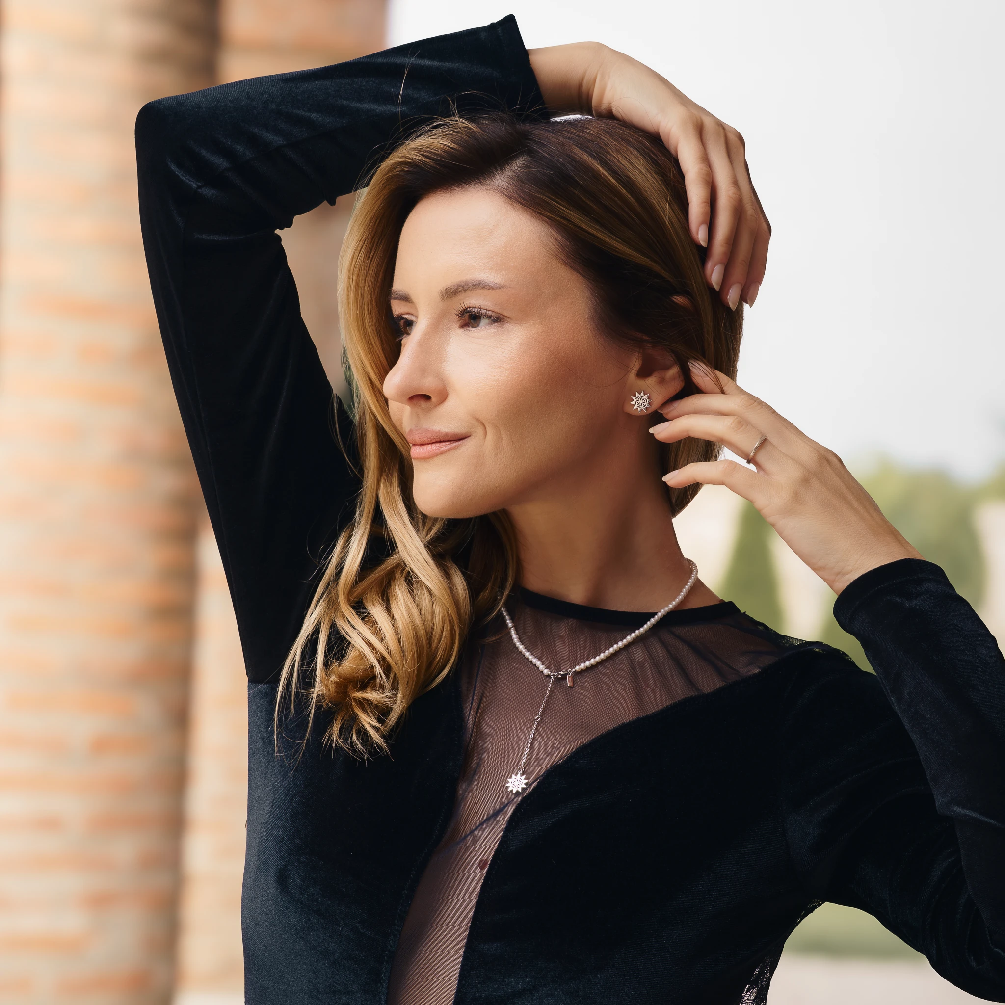 Set Colier și Brățară Argint cu perle naturale de cultură mici Soare Argintiu [2]