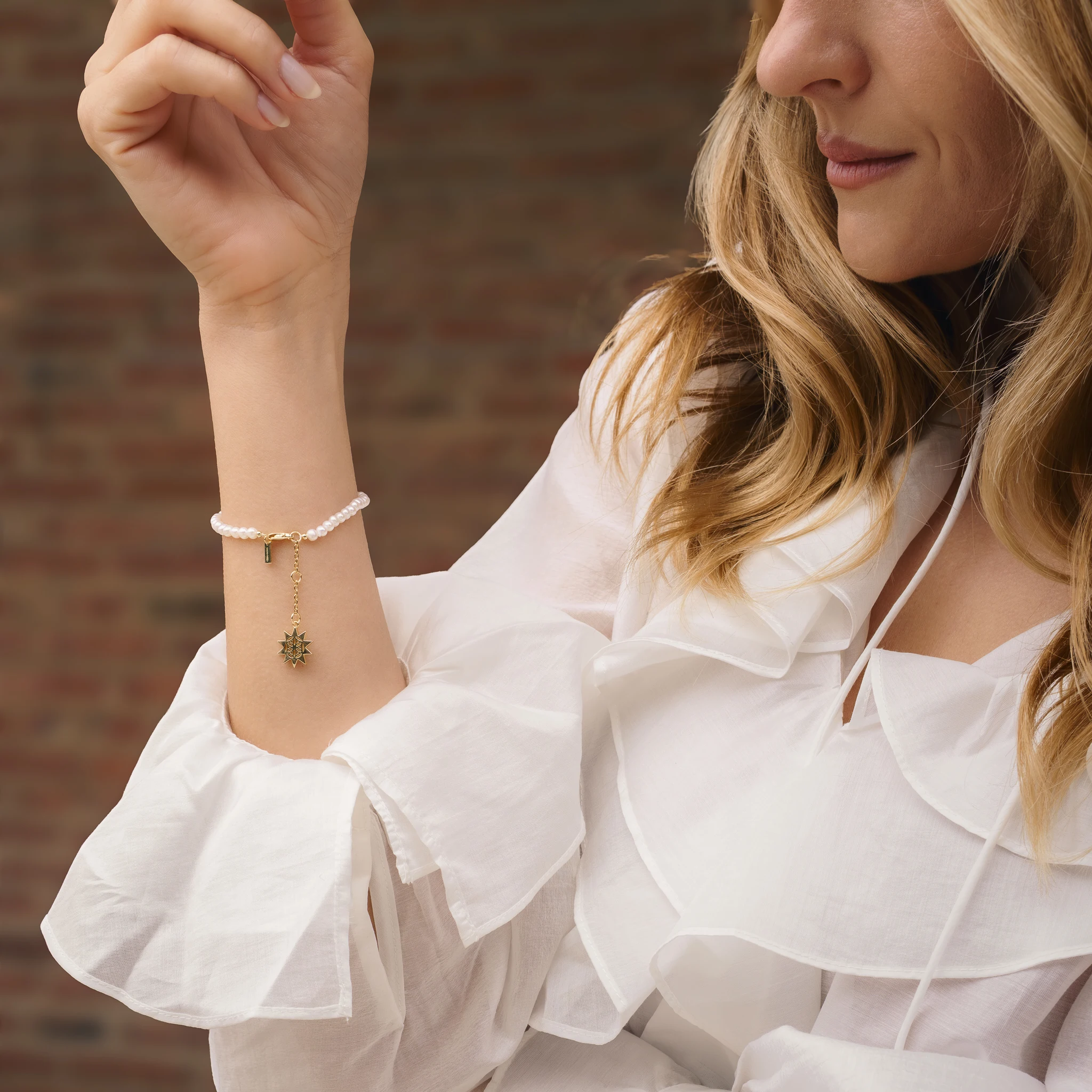 Set Colier și Brățară Argint cu perle naturale de cultură mici Soare Auriu [4]