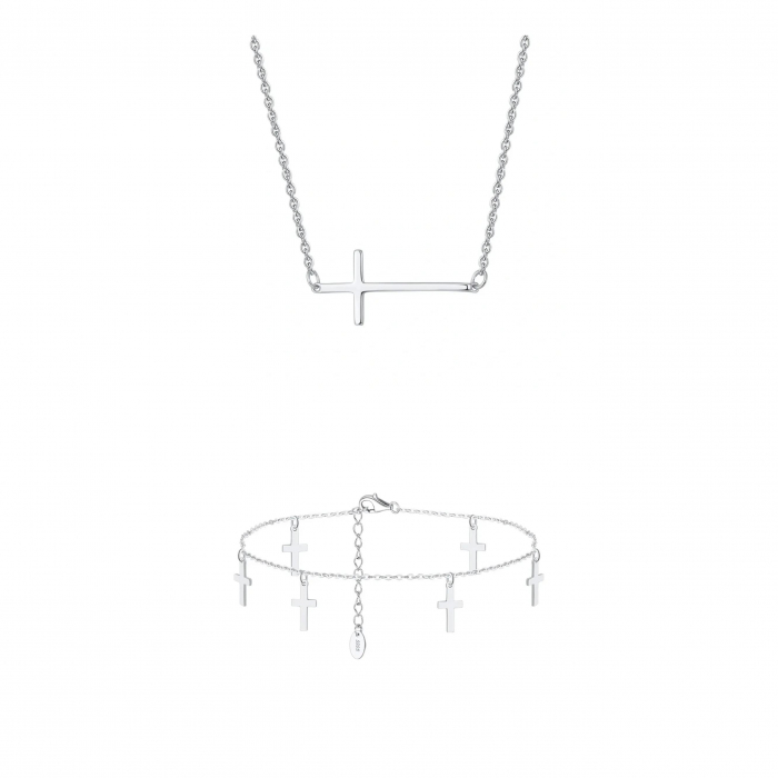 Set Colier și Brățară de Picior din Argint Sterling Silver Cross [1]