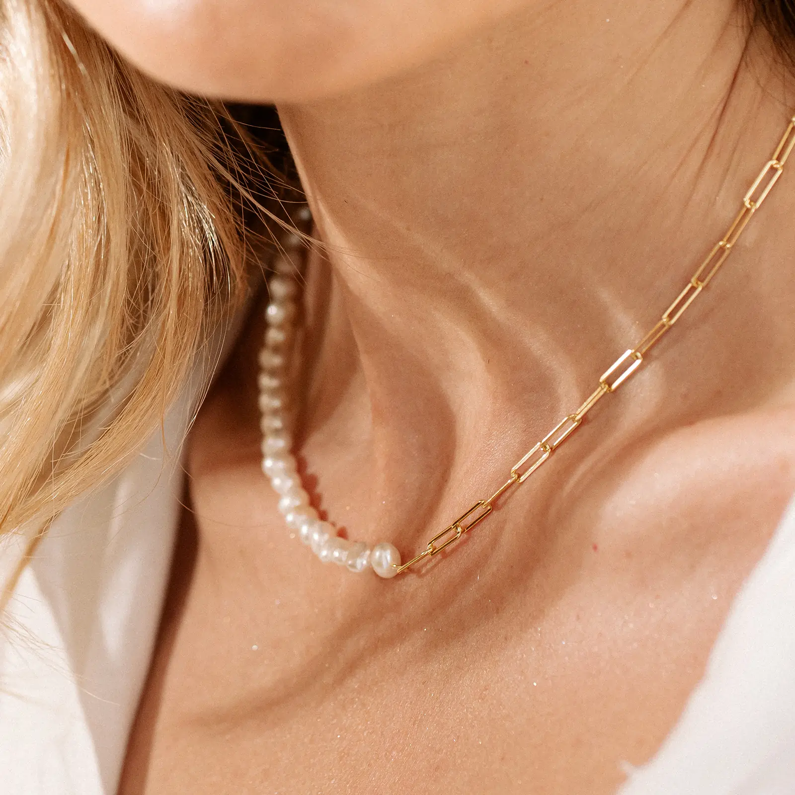 Set Colier și Brățară din Argint cu perle naturale de cultură gold Raw Collection [3]