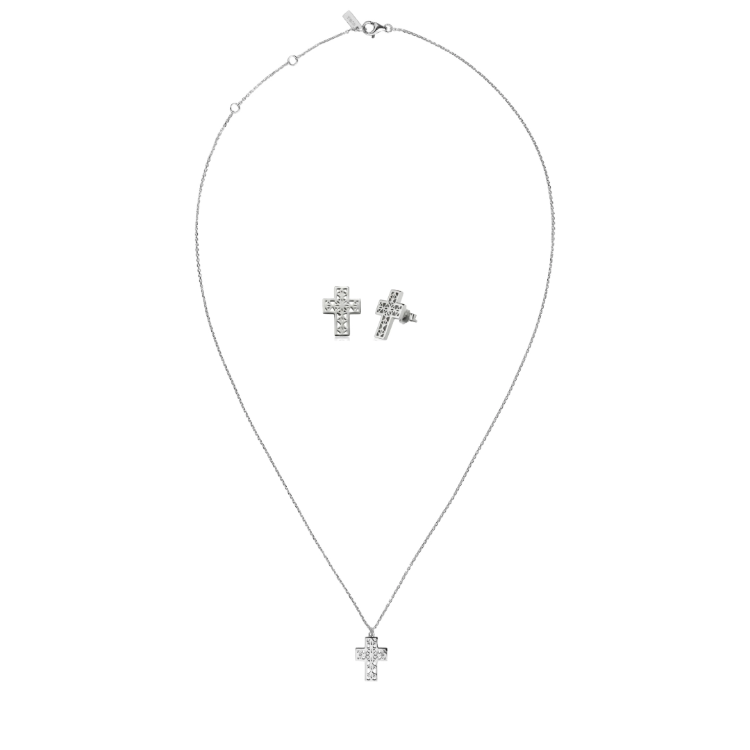 Set Colier și Cercei din argint Cruce Argintiu Inner Code [1]