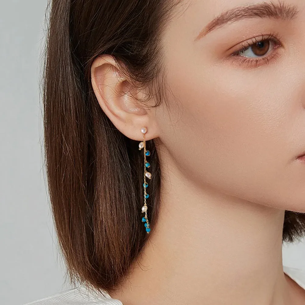 Set Colier și Cercei din Argint cu Perle Naturale și Piatră Naturală Turcoaz Turquoise Elegance [5]