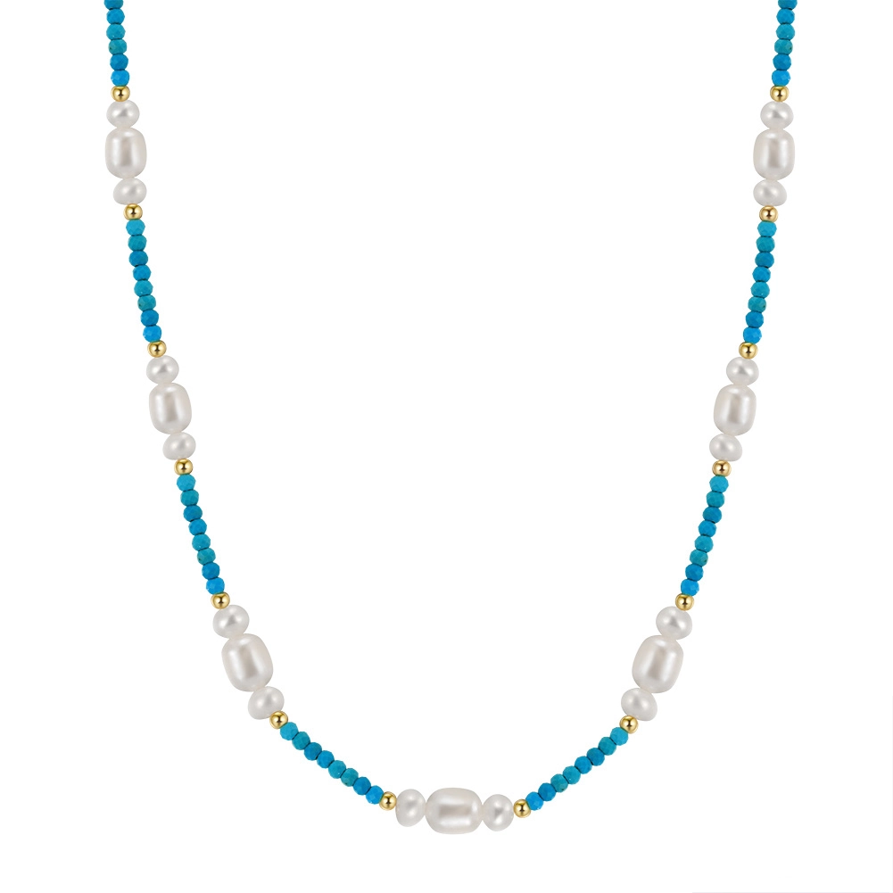 Set Colier și Cercei din Argint cu Perle Naturale și Piatră Naturală Turcoaz Turquoise Elegance [2]