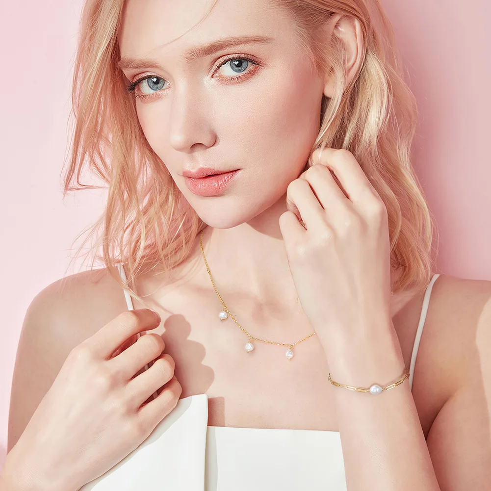 Set Colier și Cercei din Argint Elegant Pearlesque Drops [2]