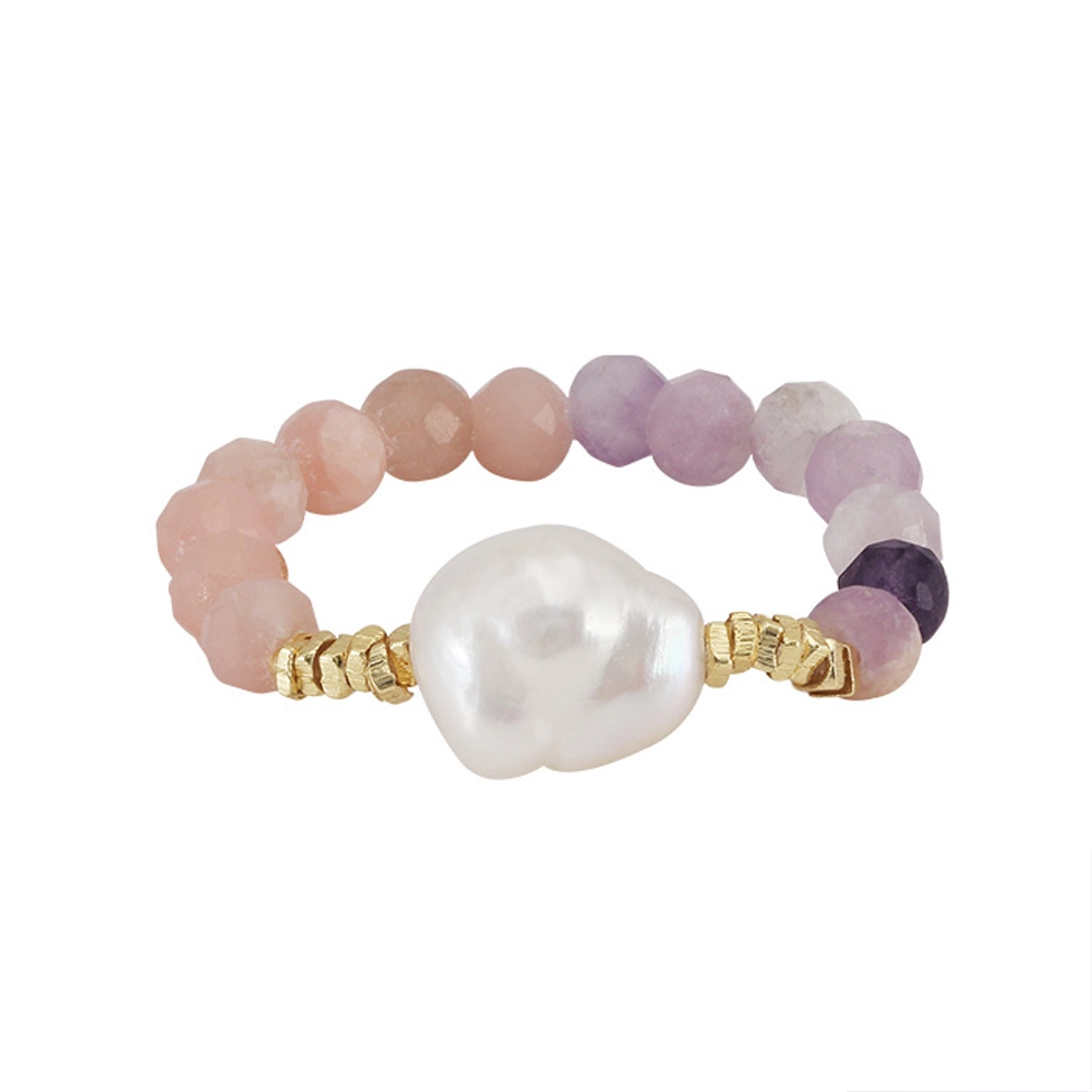 Set Colier și Inel din Argint cu Perle Naturale și Pietre Naturale Cuarț Pink Elegance [3]