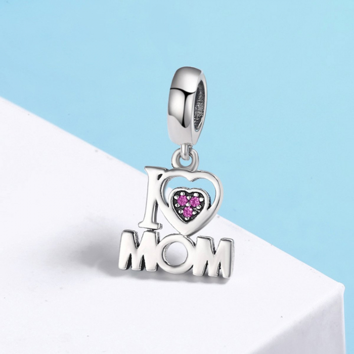 Talisman din argint I Love Mom [3]