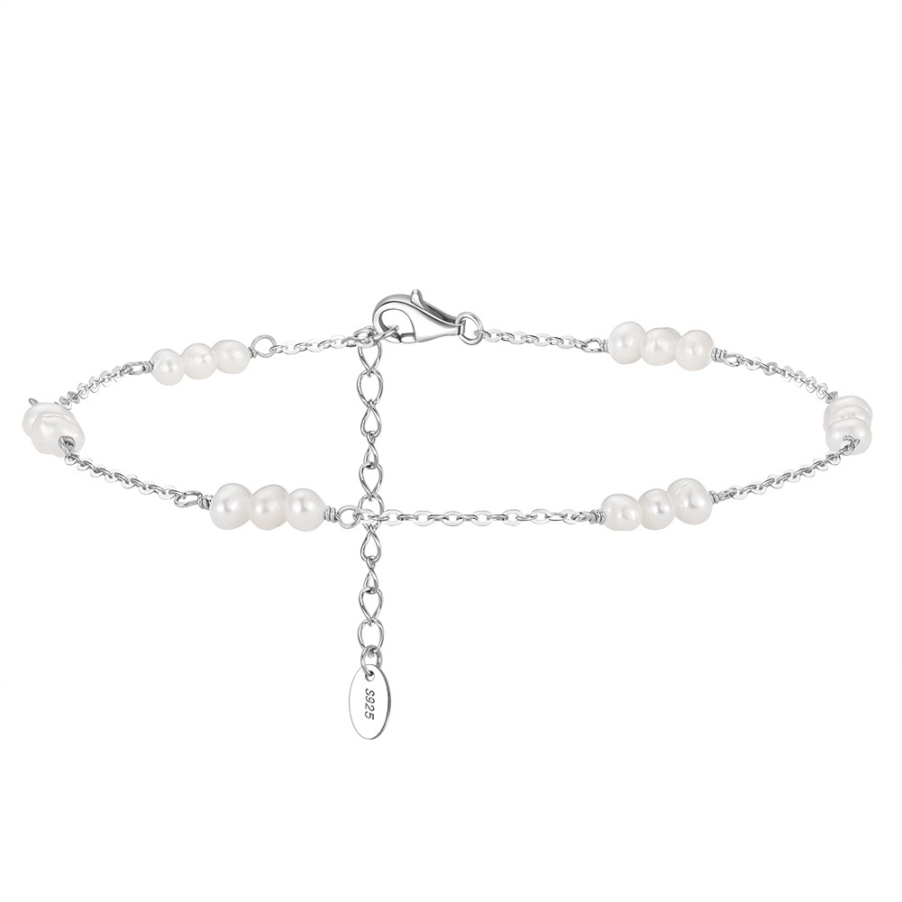 Brățări de picior - Brățară de Picior cu Perle Naturale de Cultură Pearl Anklet Silver