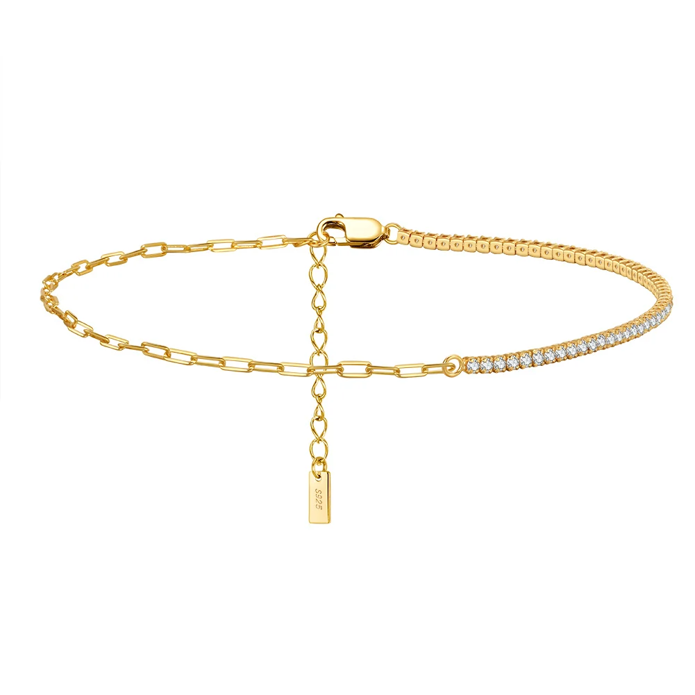 Brățări de picior - Brățară de picior din Argint Adjustable Gold Tennis