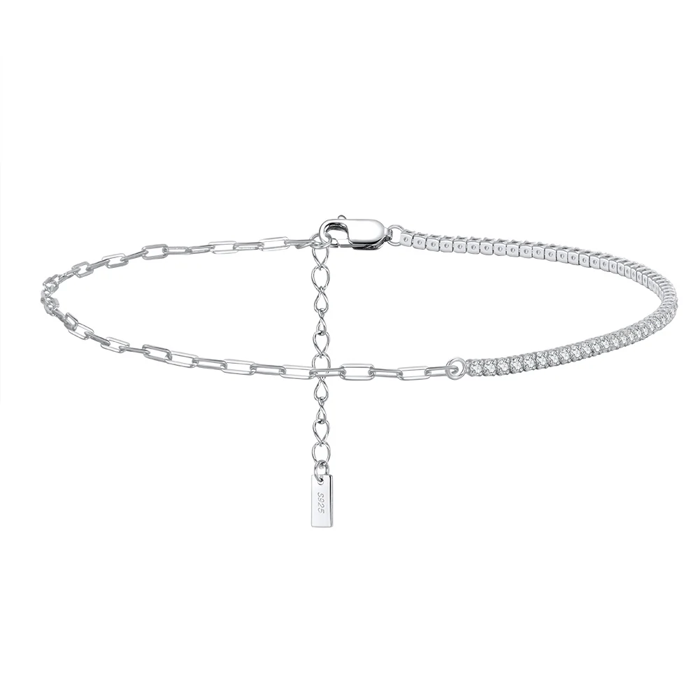Brățări de picior - Brățară de picior din Argint Adjustable Silver Tennis