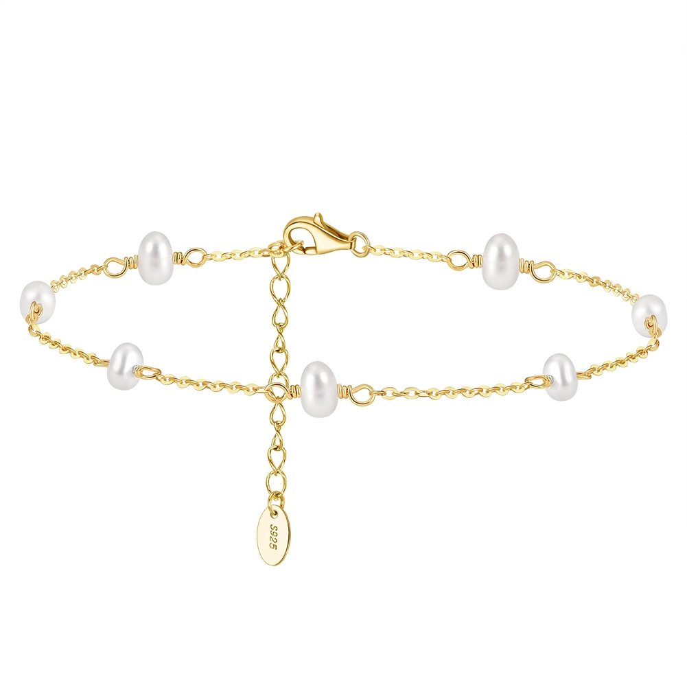 Bijuterii Perle Naturale - Brățară de picior din Argint cu perle naturale de cultură Pearl Gold