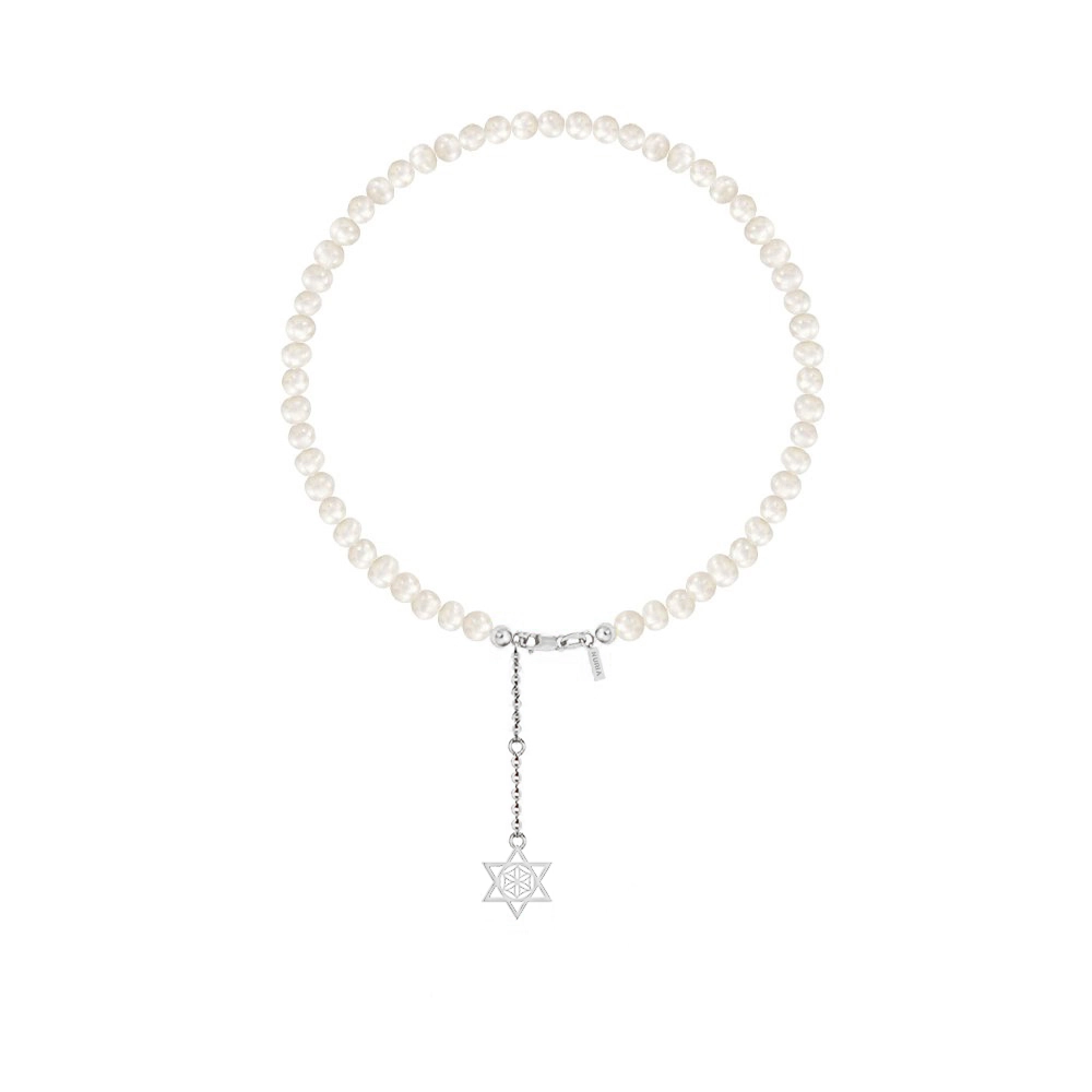 Bijuterii Perle Naturale - Brățară de picior din argint cu perle naturale de cultură mici Stea Argintiu