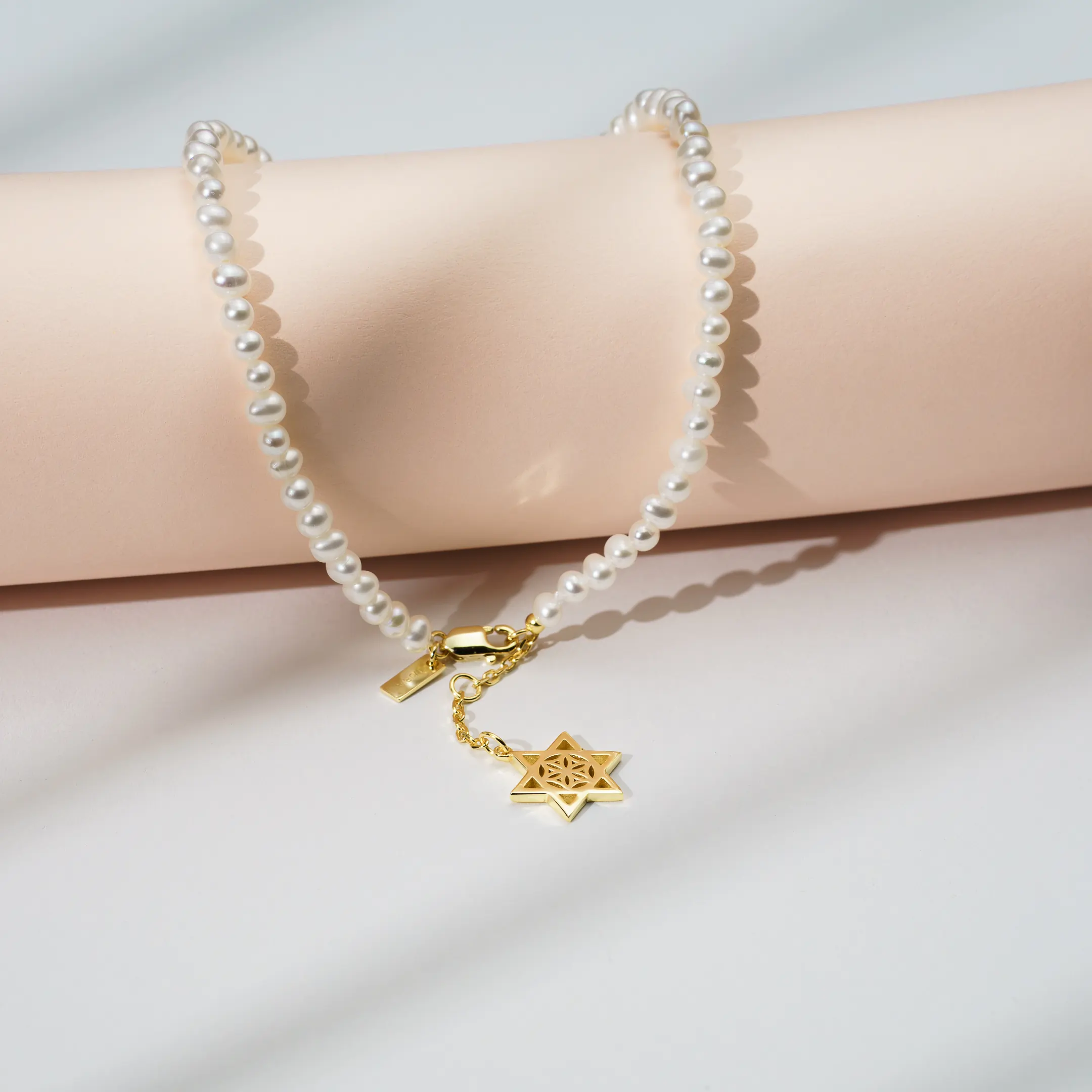 Brățară de picior din argint cu perle naturale de cultură mici Stea Auriu [1]