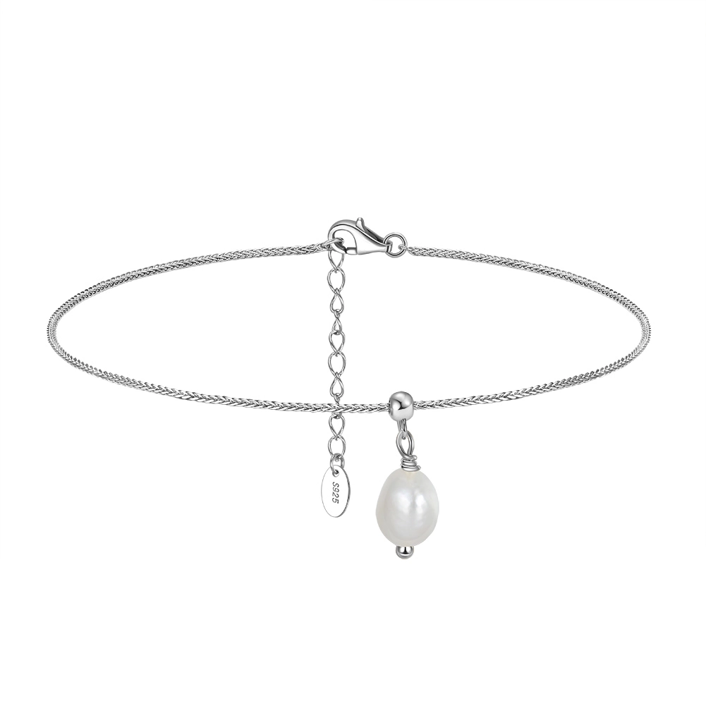 Bijuterii Perle Naturale - Brățară de picior din Argint cu perle naturale de cultură Silver Pearl Drop