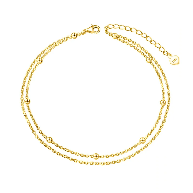 Brățări de picior - Brățară de picior din Argint Double Chain Gold
