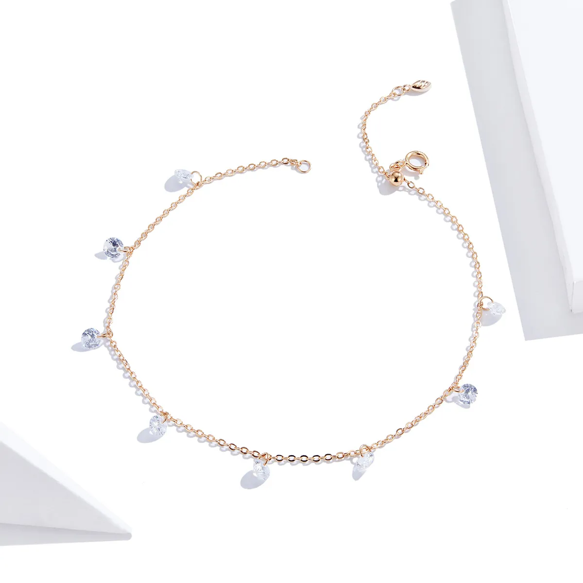 Brățări de picior - Brățară de picior din argint Rose Stone String