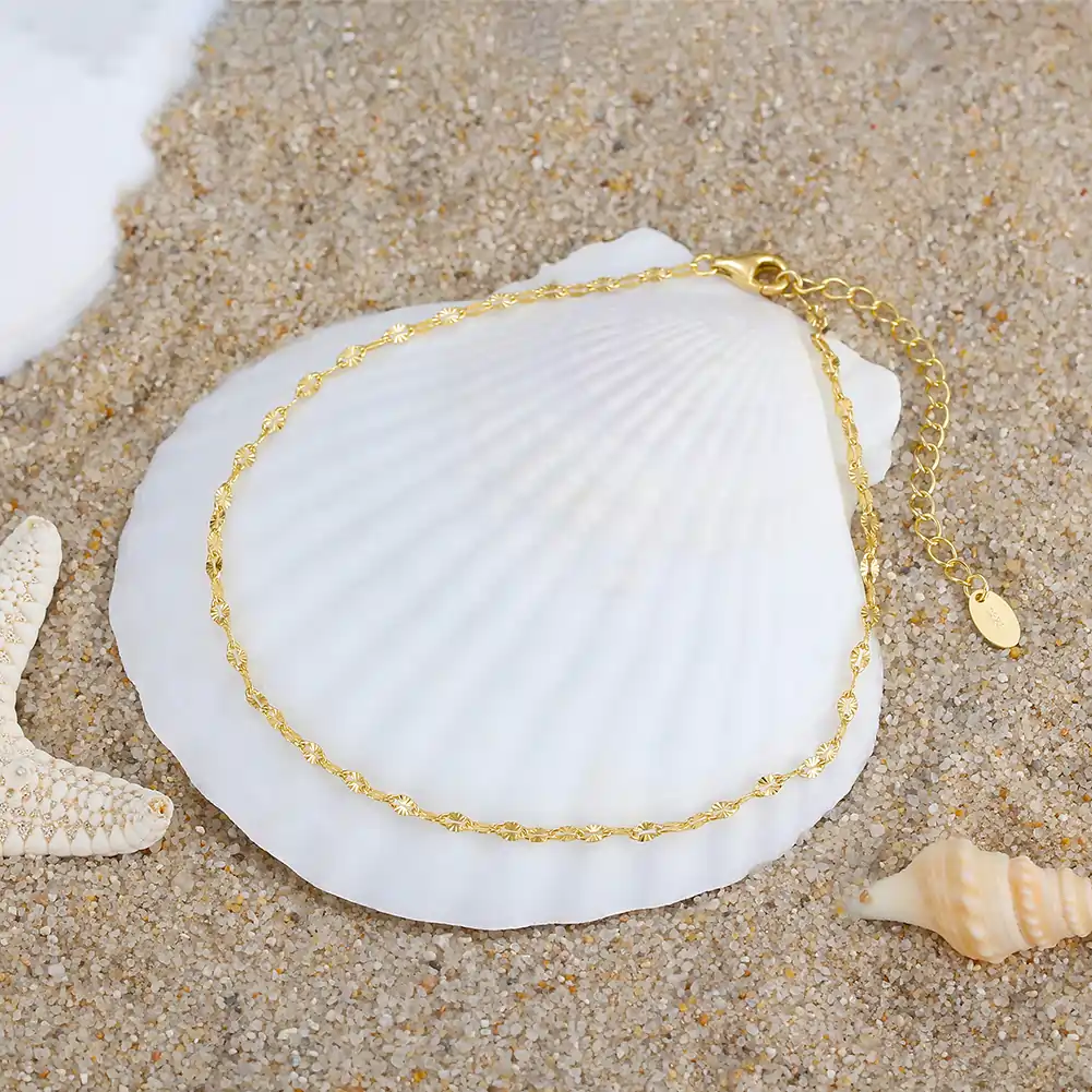 Produse Noi - Brățară de picior din argint Sunray Auriu