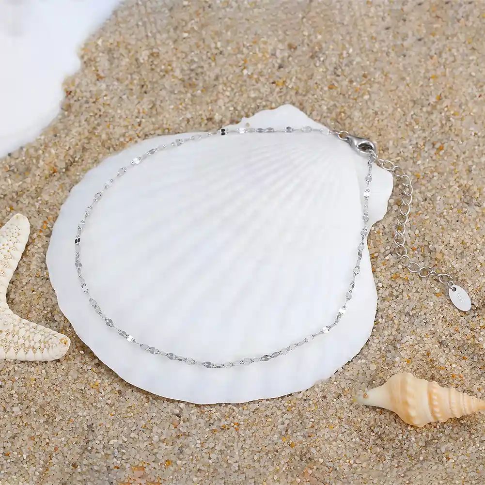 Produse Noi - Brățară de picior din argint Twisted Argintiu