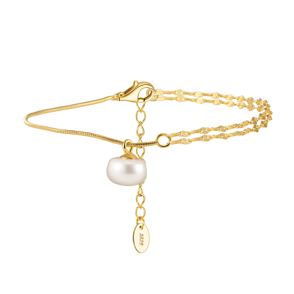 Bijuterii Perle Naturale - Brățară din Argint cu Perle Naturale de Cultură Dual Elegance Gold