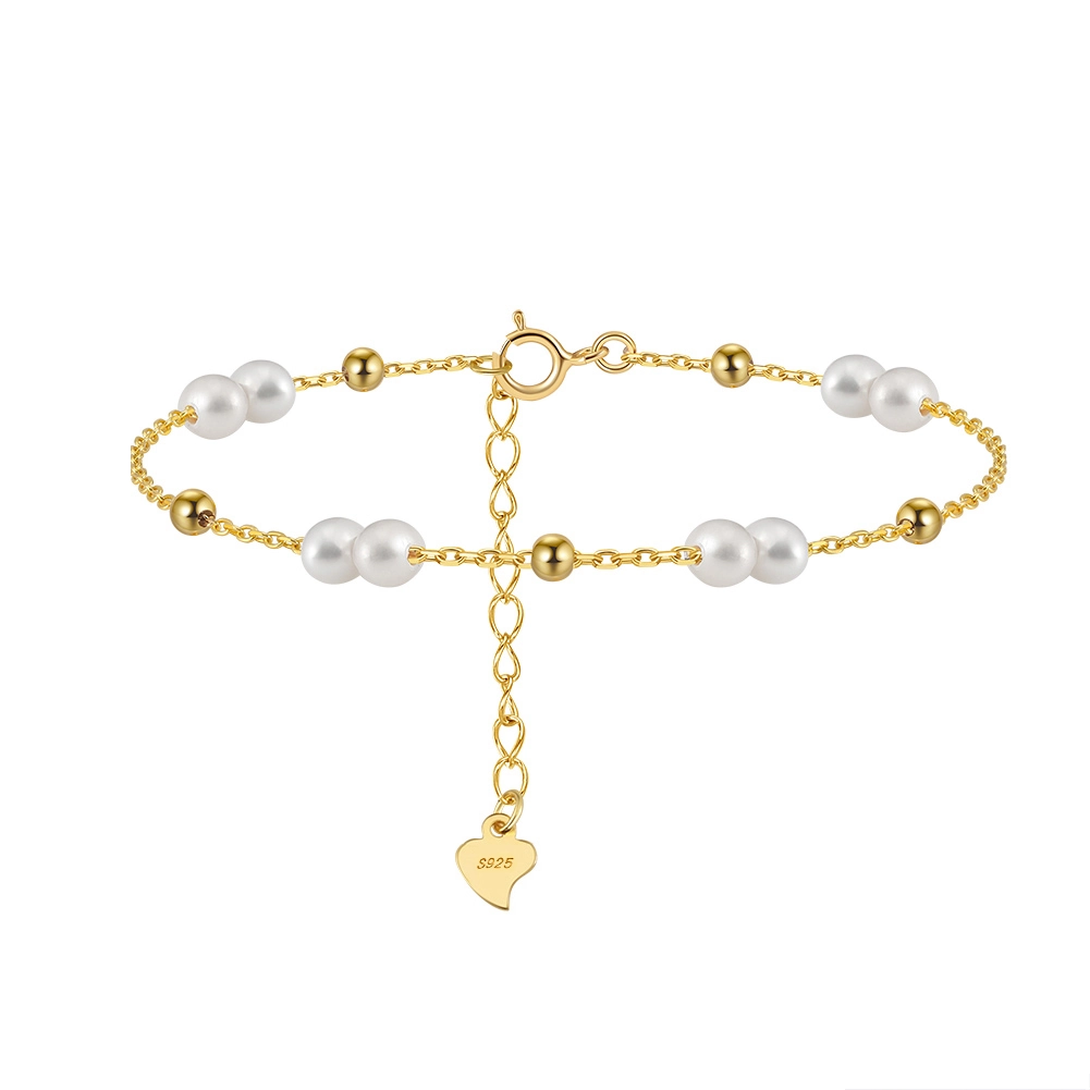 Bijuterii Perle Naturale - Brățară din Argint cu perle naturale de cultură Gold Pearl Chain