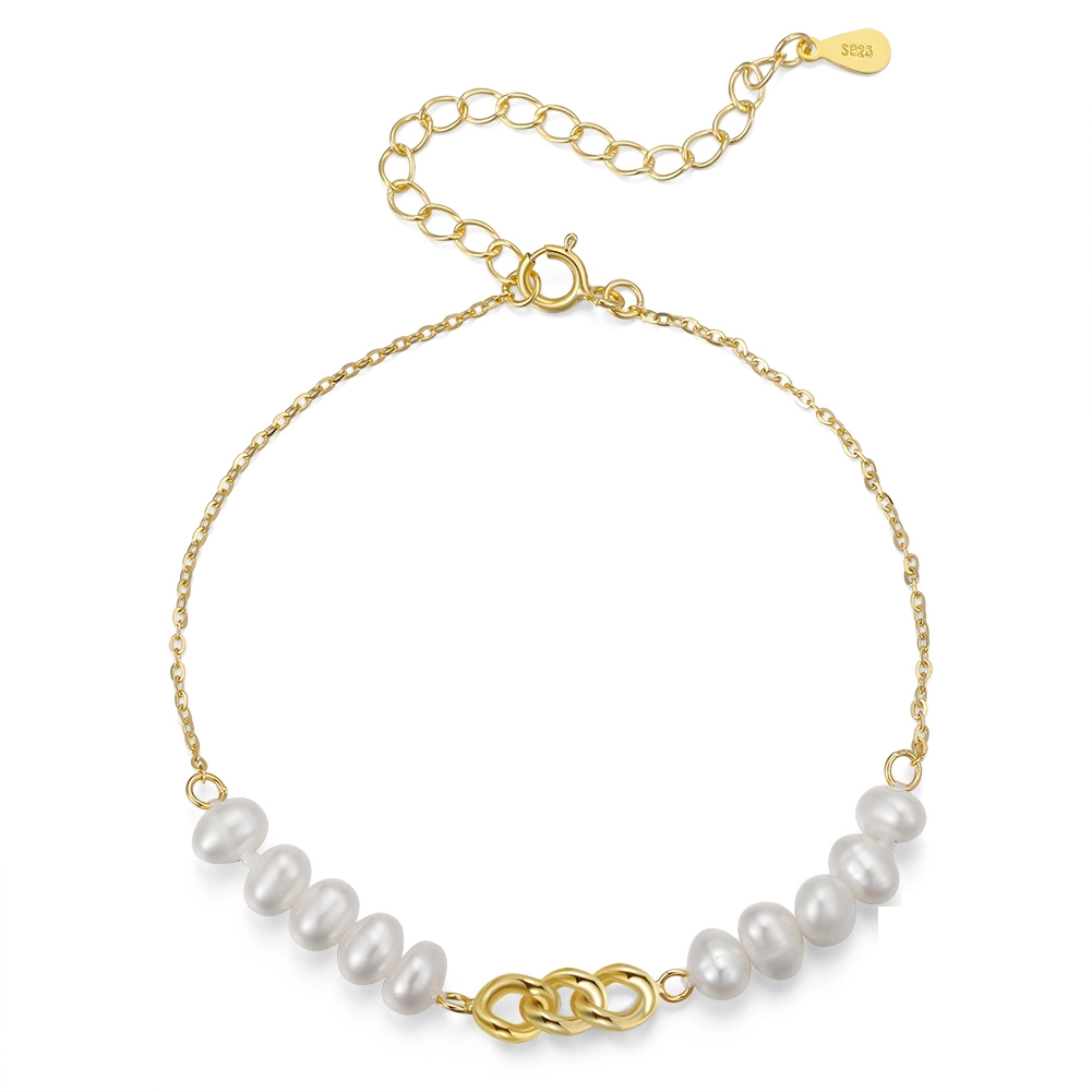 Bijuterii Perle Naturale - Brățară din Argint cu Perle Naturale de Cultură Golden Pearl Line
