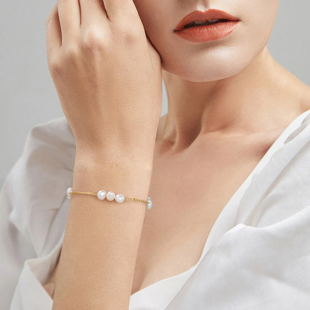 Produse Noi - Brățară din Argint cu Perle Naturale de Cultură Golden Pearl Rhythm