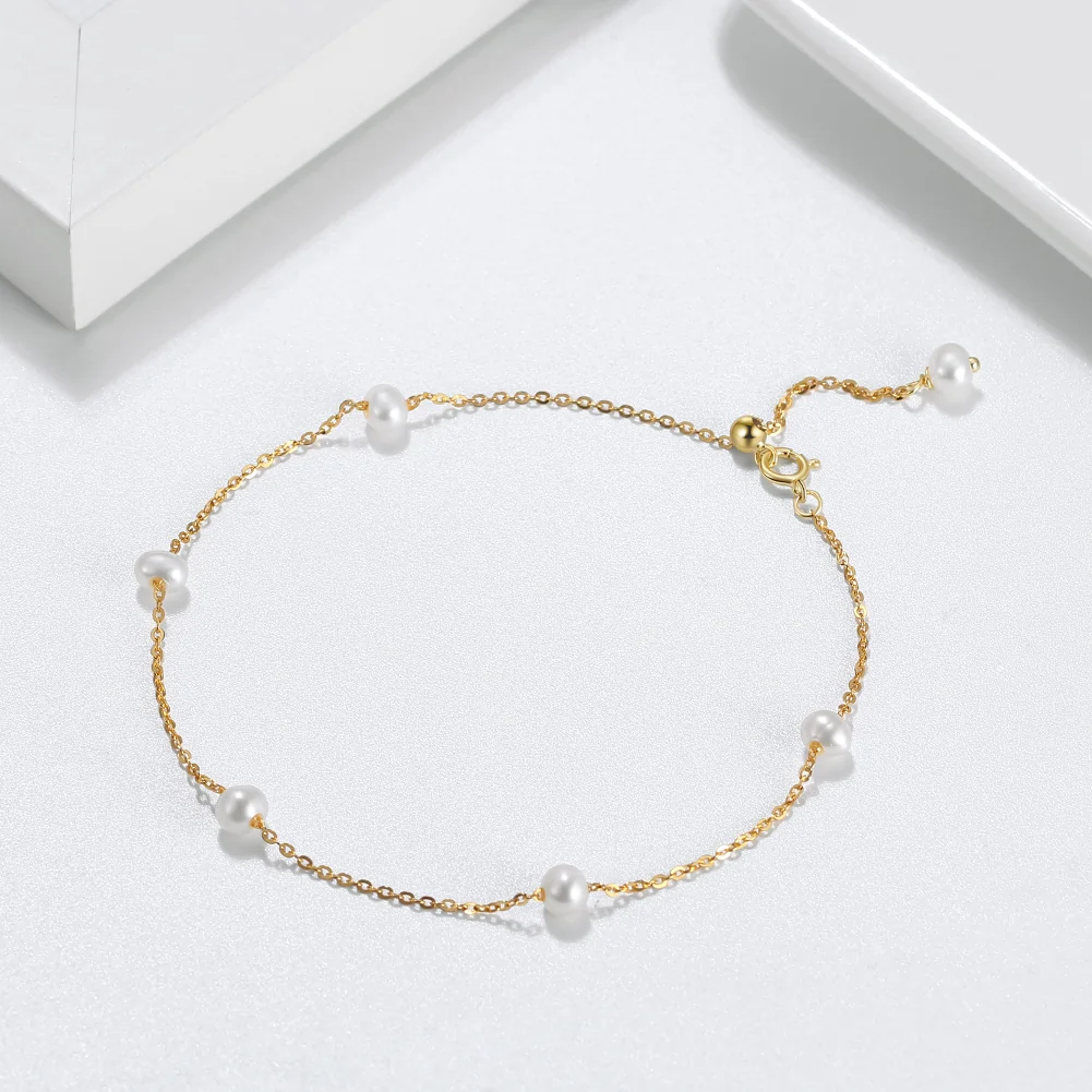 Bijuterii Perle Naturale - Brățară din Argint cu perle naturale de cultură Golden Pearl Whisper