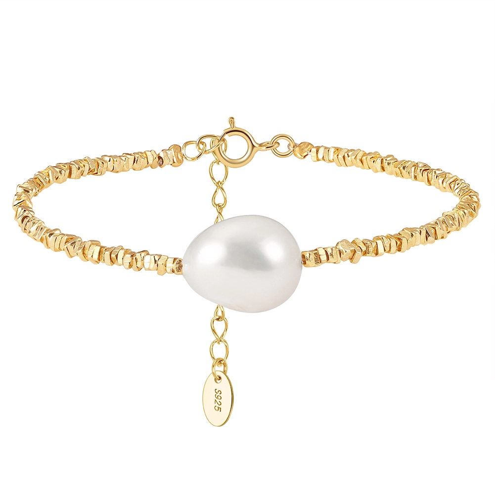 Brățări - Brățară din Argint cu Perle Naturale de Cultură Sculpted Shine Pearl Gold