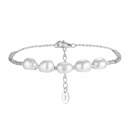 Brățări - Brățară din Argint cu Perle Naturale de Cultură Silver Flow Baroque
