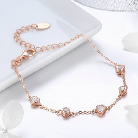 Brățări din argint - Brățară din argint Infinity Hearts Rose