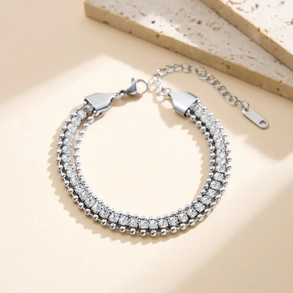 Produse Noi - Brățară Statement cu Cristale Zirconiu Duo Argintiu