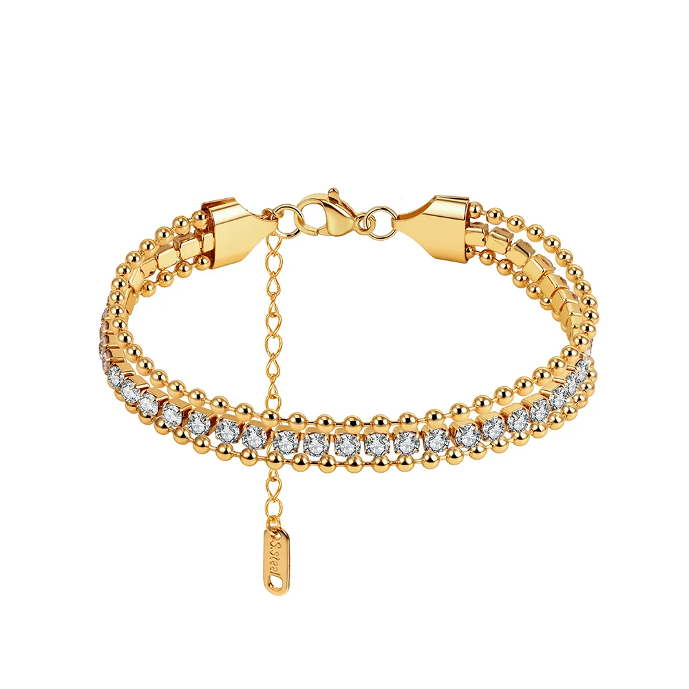 Produse Noi - Brățară Statement cu Cristale Zirconiu Duo Auriu