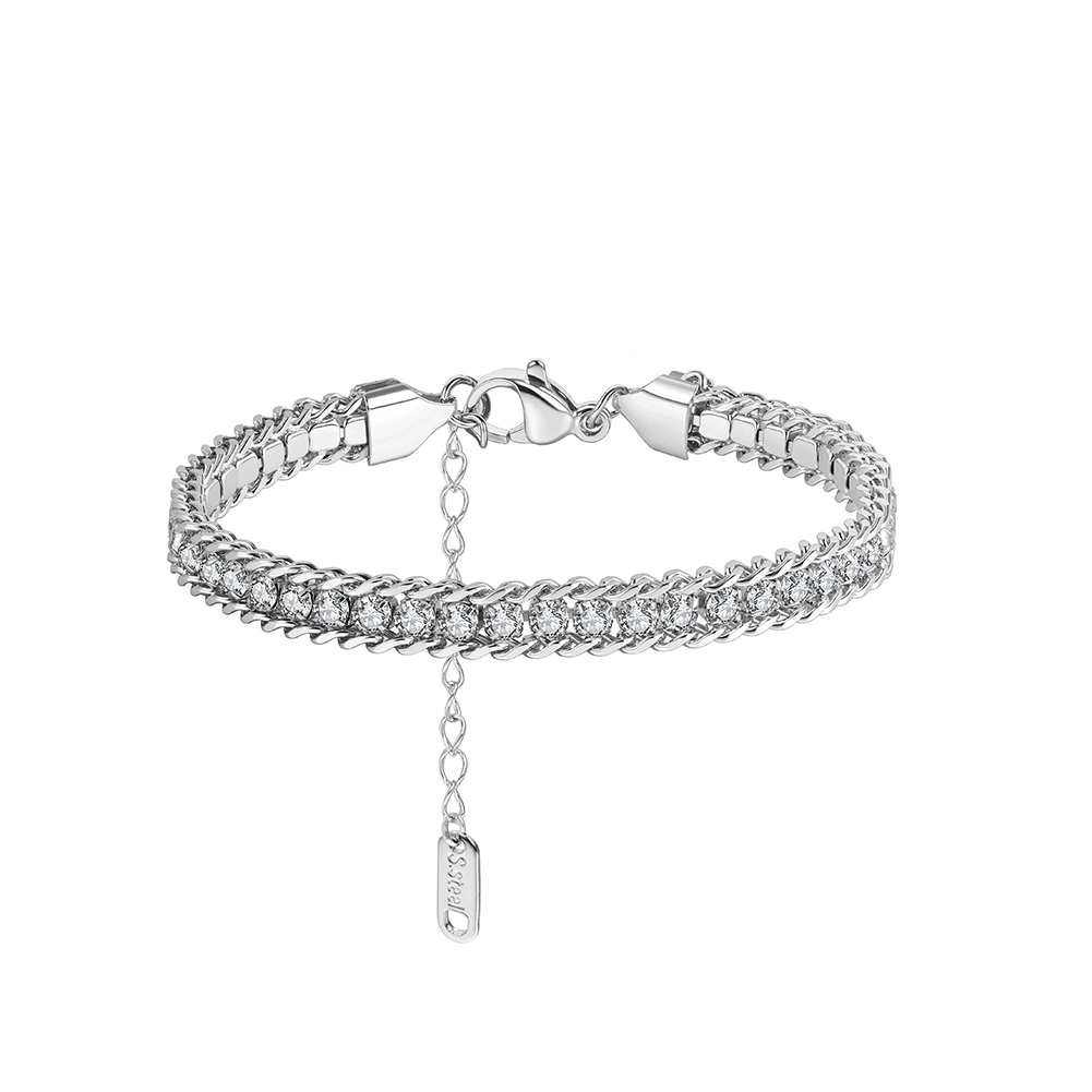 Produse Noi - Brățară Statement cu Cristale Zirconiu Empire Argintiu