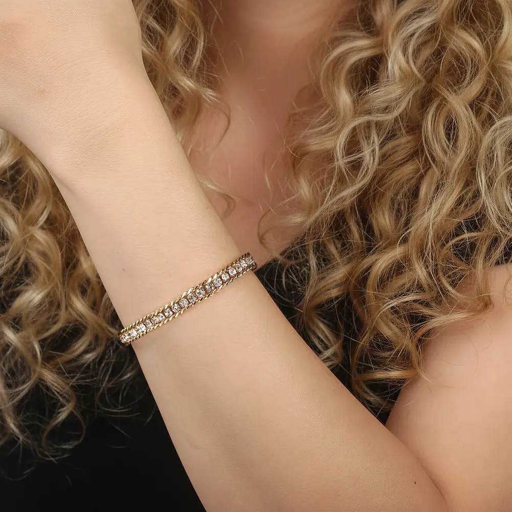 Produse Noi - Brățară Statement cu Cristale Zirconiu Empire Auriu