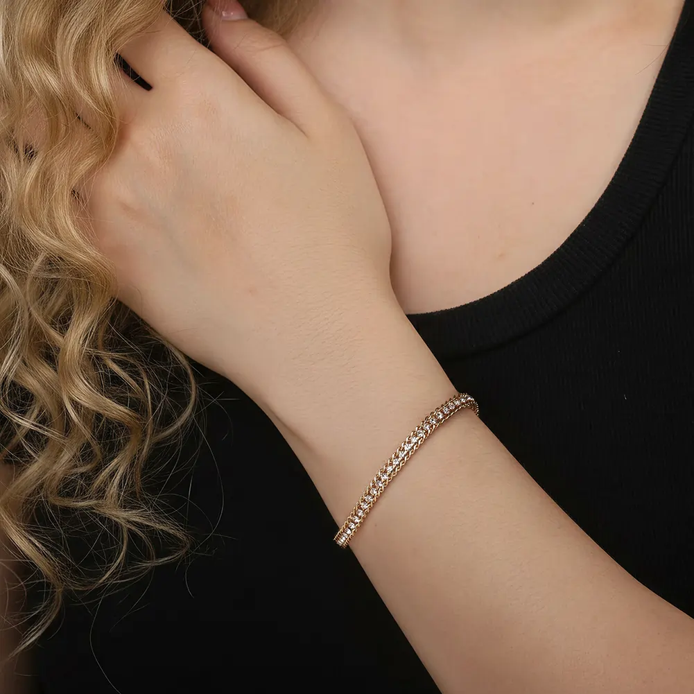 Produse Noi - Brățară Statement cu Cristale Zirconiu Reign Auriu