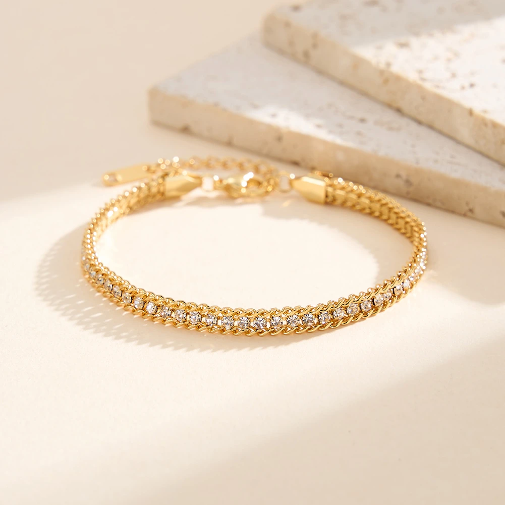 Produse Noi - Brățară Statement cu Cristale Zirconiu Reign Auriu