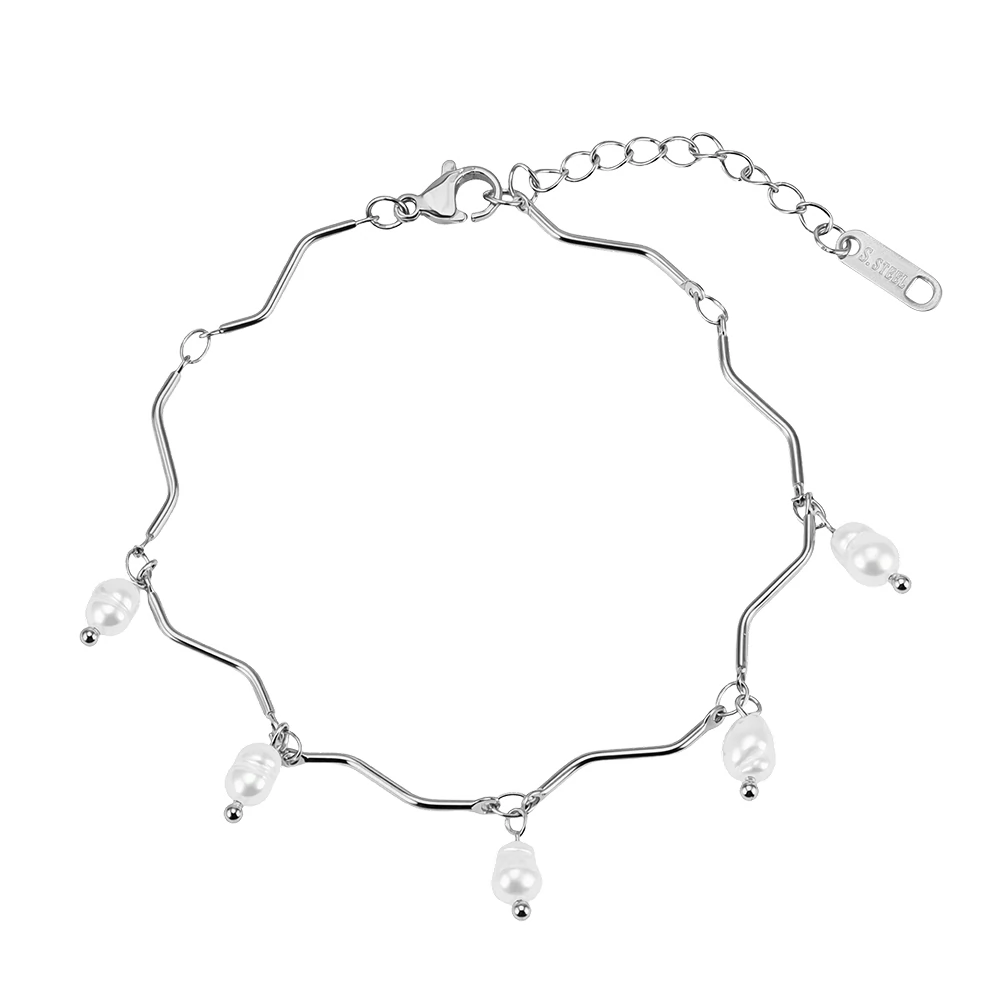 Produse Noi - Brățară Statement cu Perle Naturale Wave Argintiu