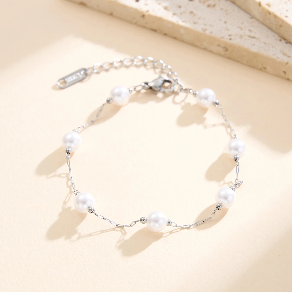 Brățări Statement - Brățară Statement cu Perle Shell Tide Argintiu