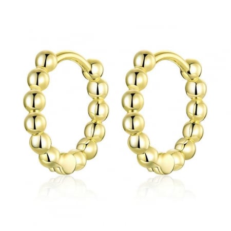 Cercei din argint - Cercei din argint Bubble Hoop Gold