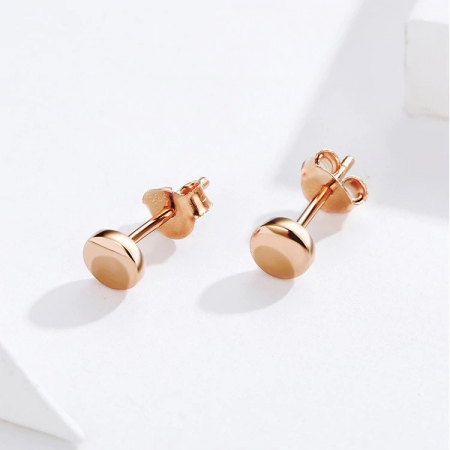 Cercei - Cercei din argint Button Stud Rose