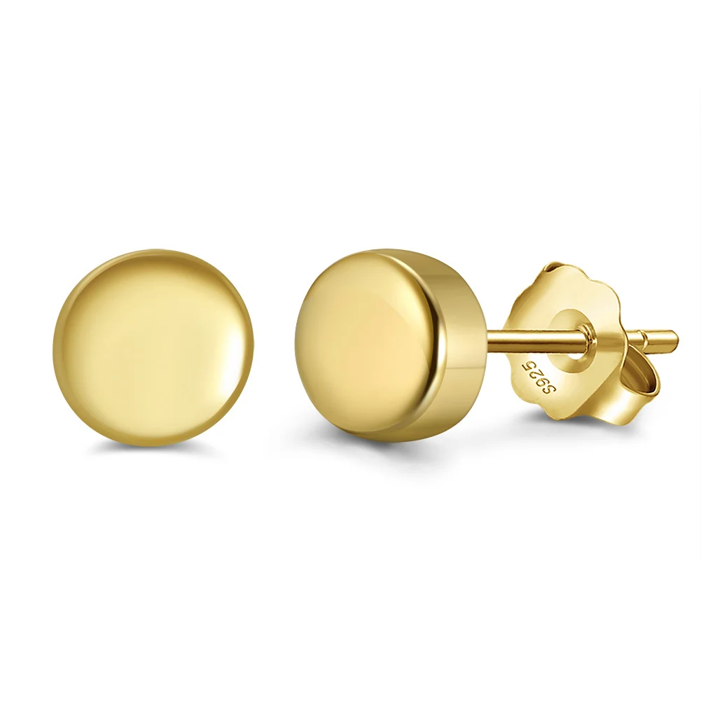 Cercei din argint - Cercei din Argint Buttons Gold Stud