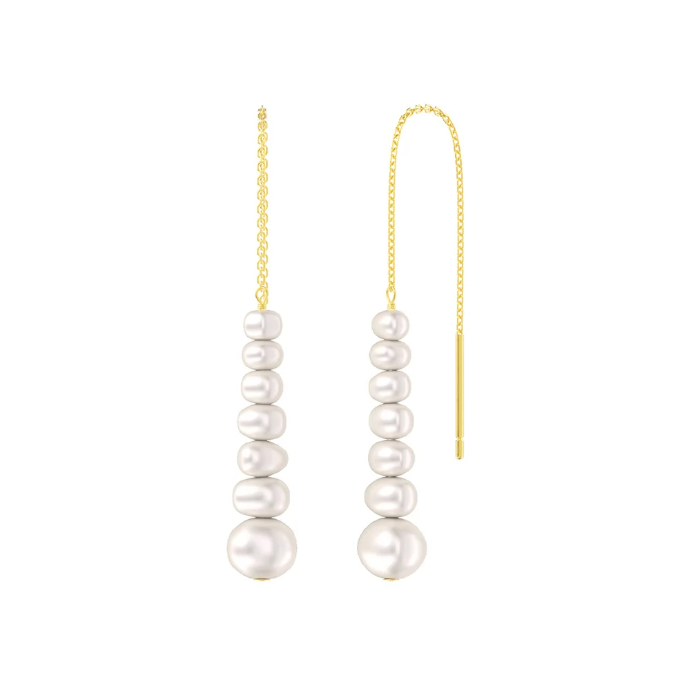 Bijuterii Perle Naturale - Cercei din Argint Cascading Pearl Elegance