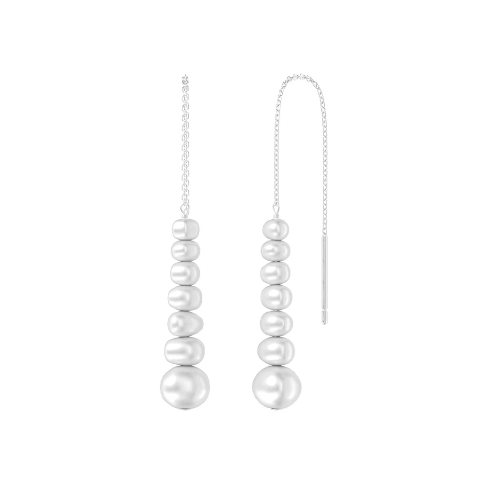 Bijuterii Perle Naturale - Cercei din Argint Cascading Pearl Elegance Silver