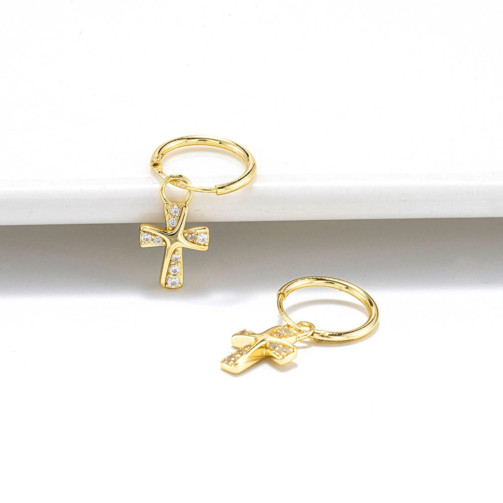 Cercei din argint - Cercei din Argint Cross Golden