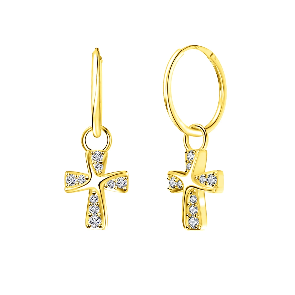 Cercei din argint - Cercei din Argint Cross Golden