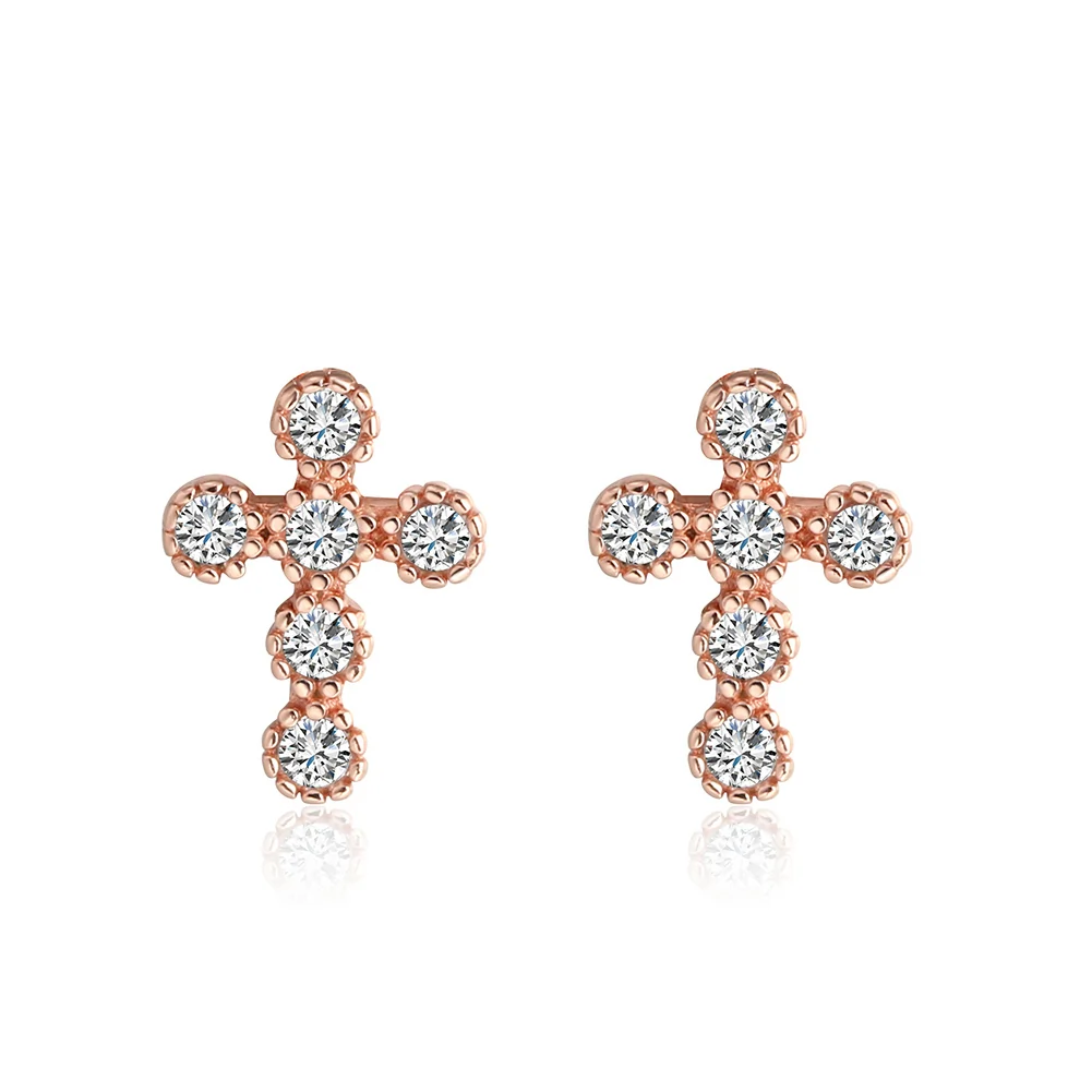 Cercei din argint - Cercei din Argint Crystal Faith Studs Rose