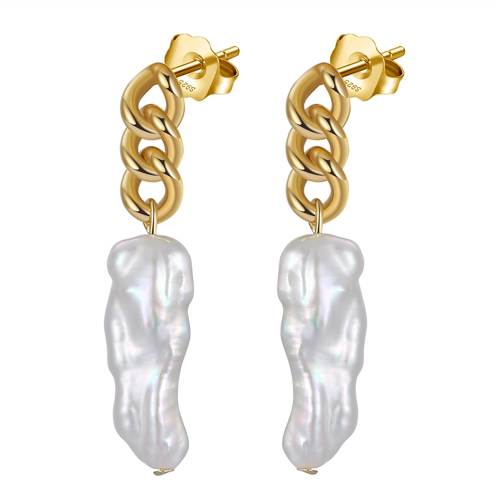 Produse Noi - Cercei din Argint cu Perle Naturale de Cultură Bold Baroque Gold