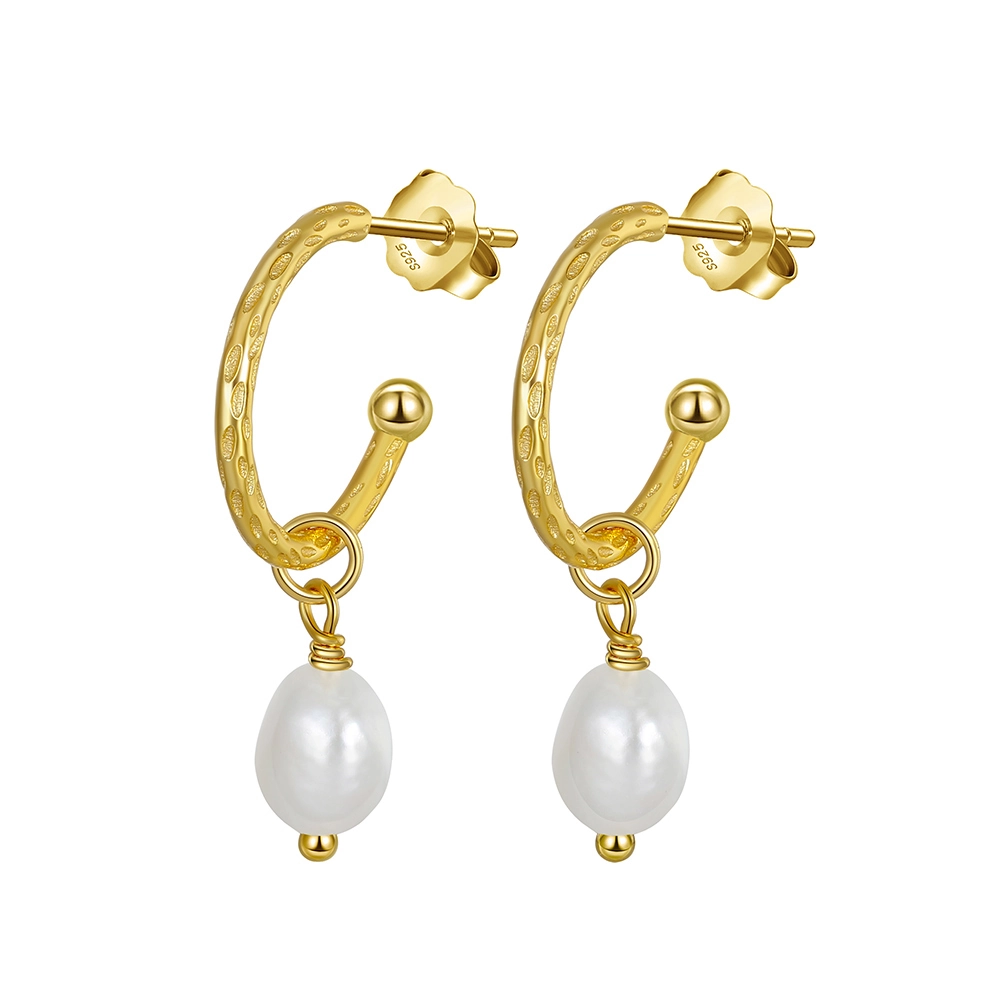 Produse Noi - Cercei din Argint cu Perle Naturale de Cultură Golden Pearl Hoops