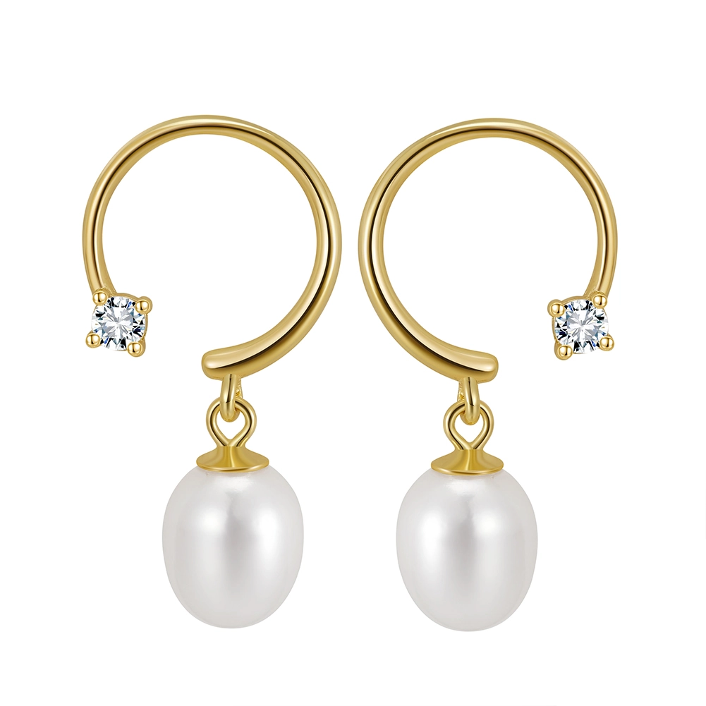 Produse Noi - Cercei din Argint cu Perle Naturale de Cultură Pearl Charm Hoops
