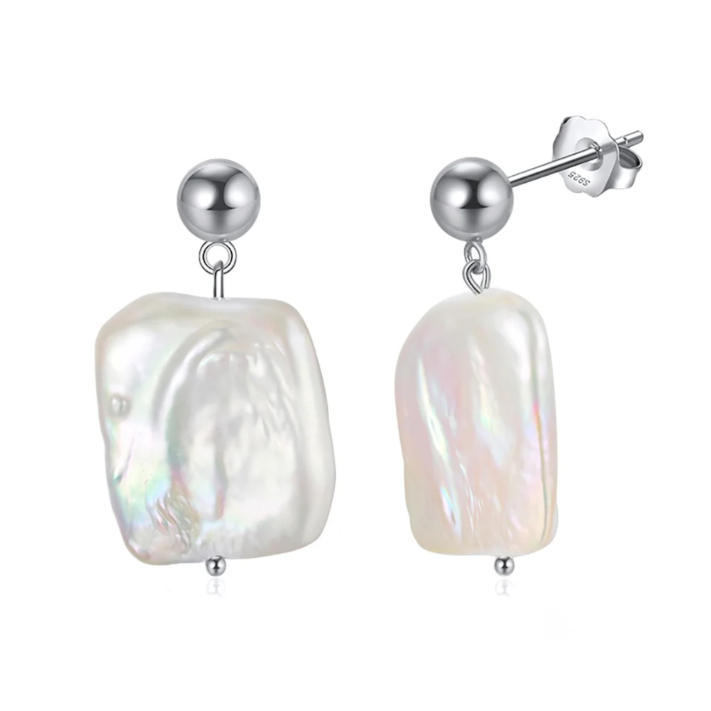 Cercei din argint cu perle naturale de cultură Raw Baroque Silver